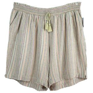 Christopher & Banks Linen Cotton Shorts Size SMALL Pink Pull On Pockets